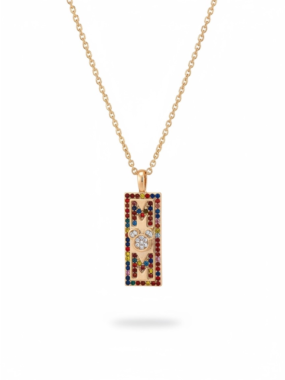 Disney Gold-Tone Rectangular Mom pendant Necklace NWT